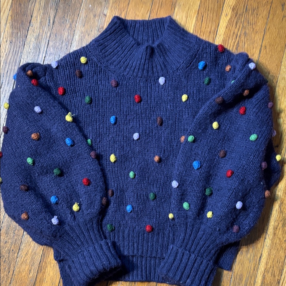 FARM Rio Colorful Dot Navy Turtleneck Sweater